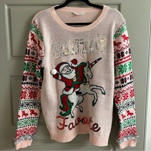 Ugly Christmas sweater Santa’s favorite pink XL